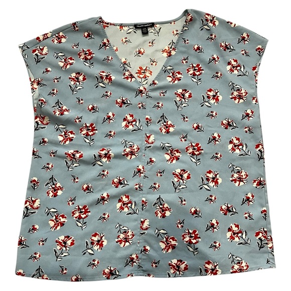 Hilary Radley Light Blue Floral Blouse Like New! L - Picture 2 of 5